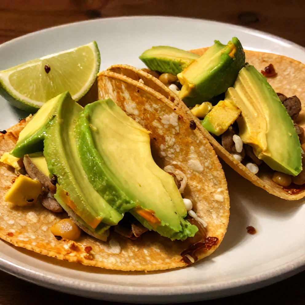Plated Mini Tacos with Avocado and Lime