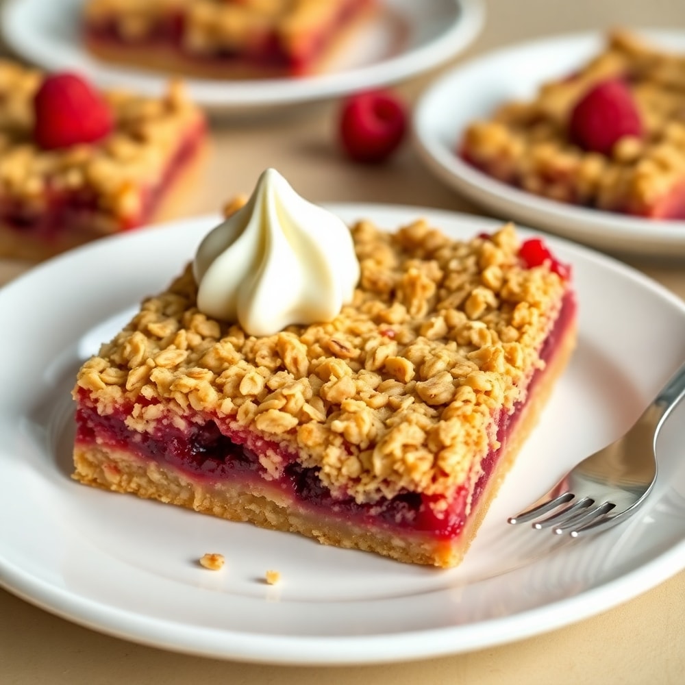 Finished Raspberry Oatmeal Crumble Bars
