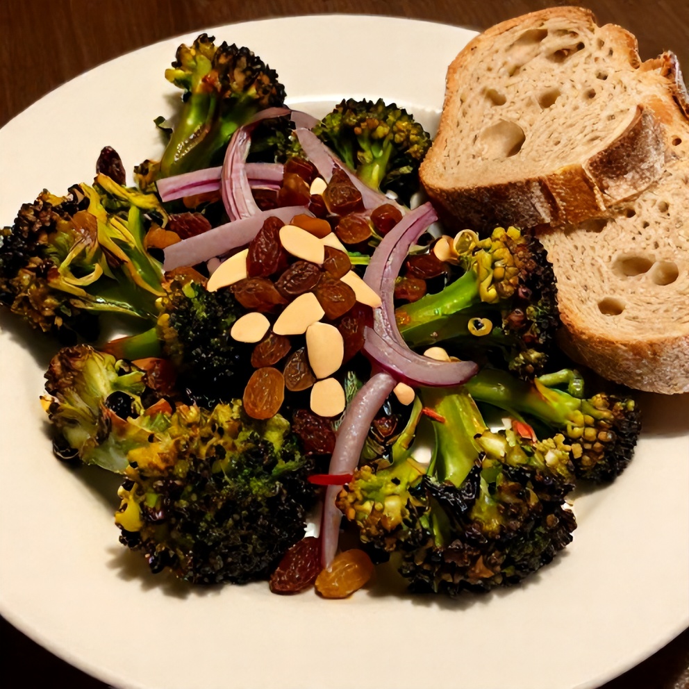 Plated Crispy Roasted Broccoli Salad