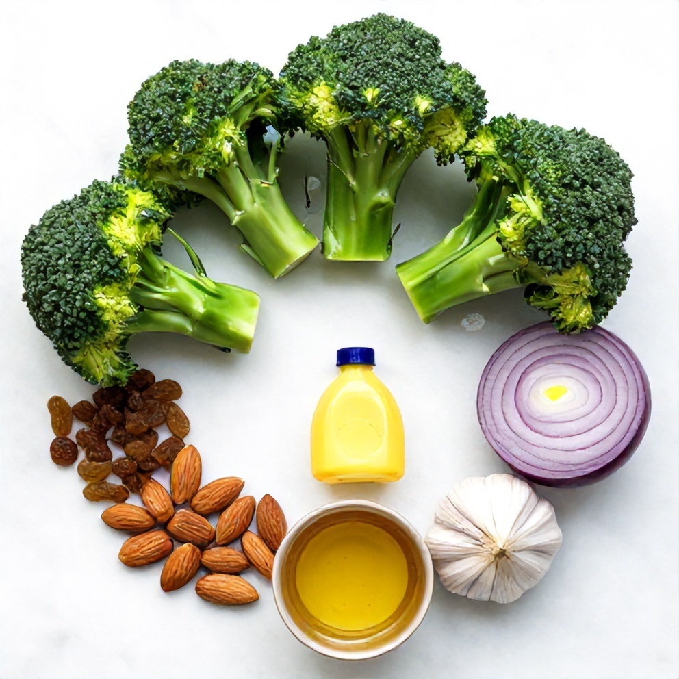 Raw Ingredients for Crispy Roasted Broccoli Salad
