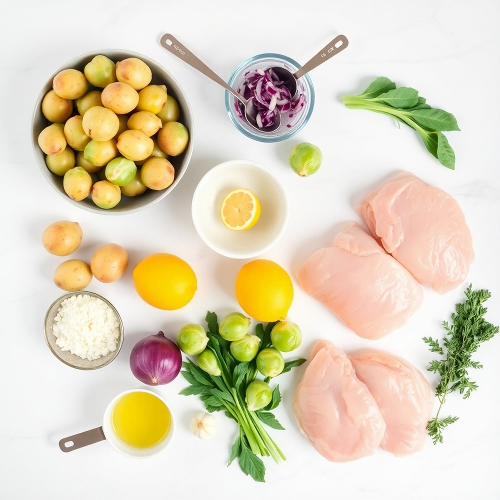 Raw Ingredients for Sheet Pan Lemon Herb Chicken