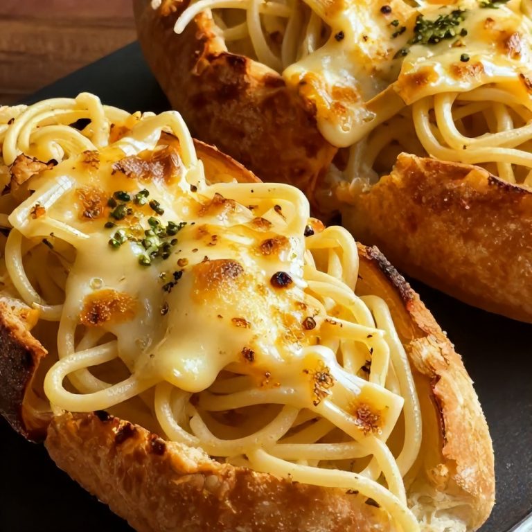 Spaghetti Garlic Bread Bowls