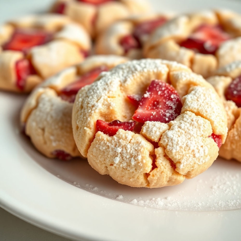 Strawberry Crunch Cookies on a white plate