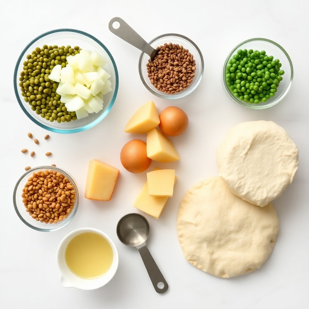 Raw ingredients for vegan lentil empanadas