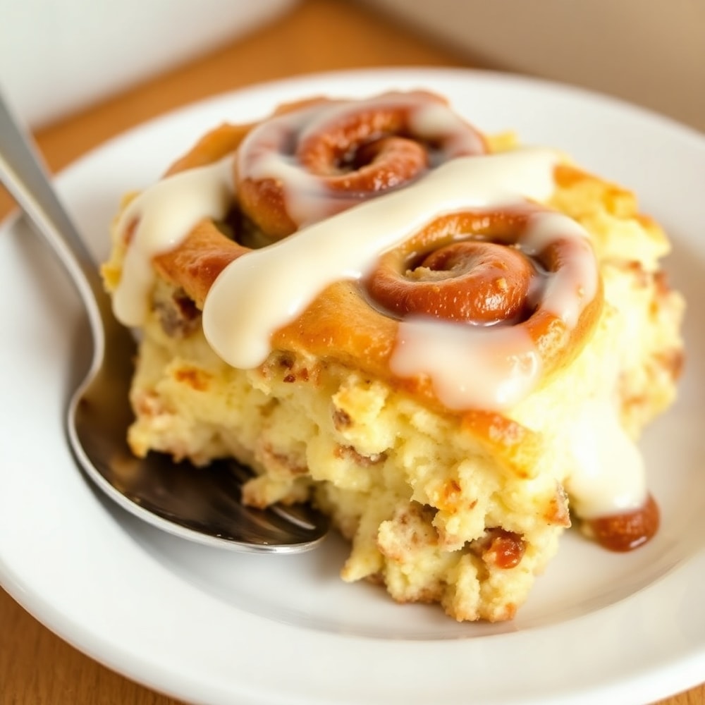 Cinnamon Roll Casserole Ready to Serve
