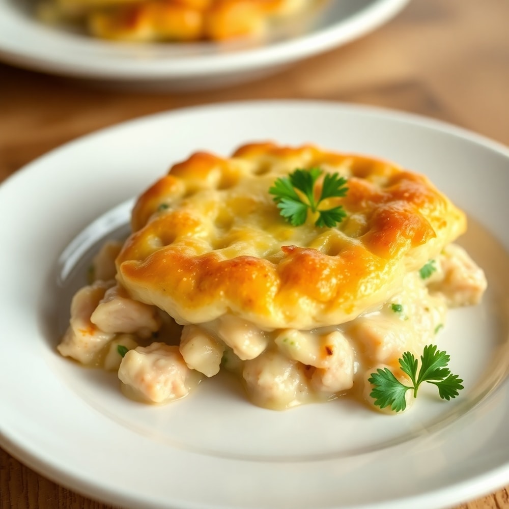 Served Crockpot Chicken Pot Pie on a plate
