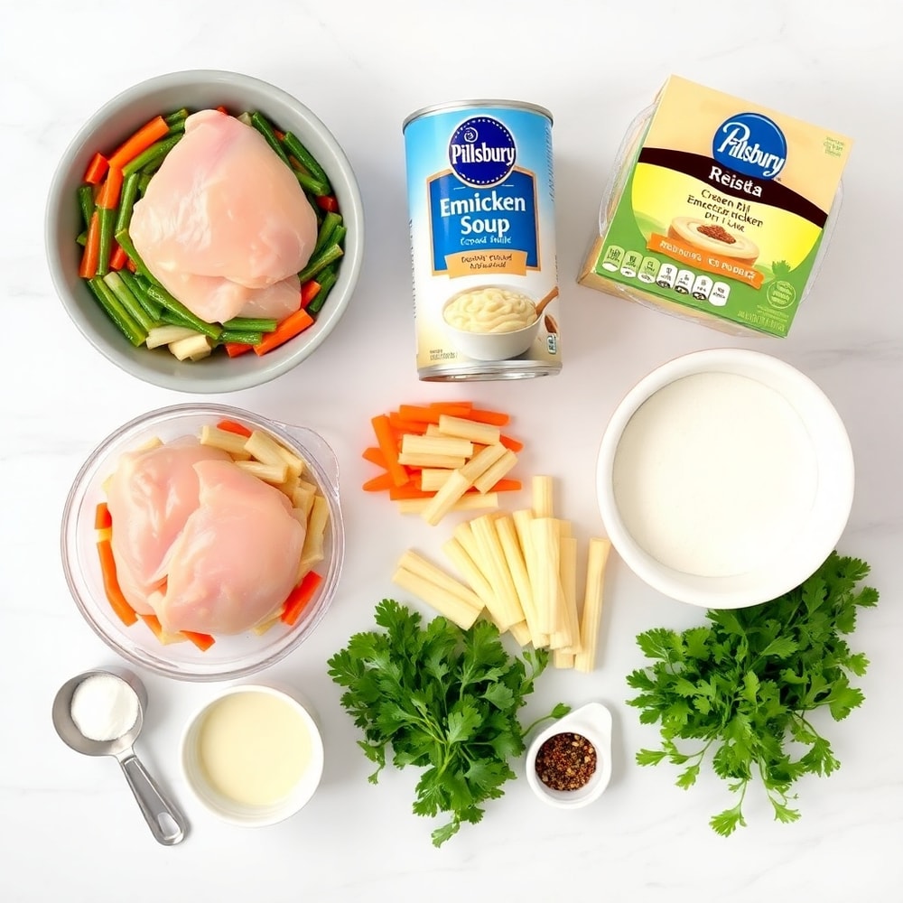 Raw ingredients for Crockpot Chicken Pot Pie