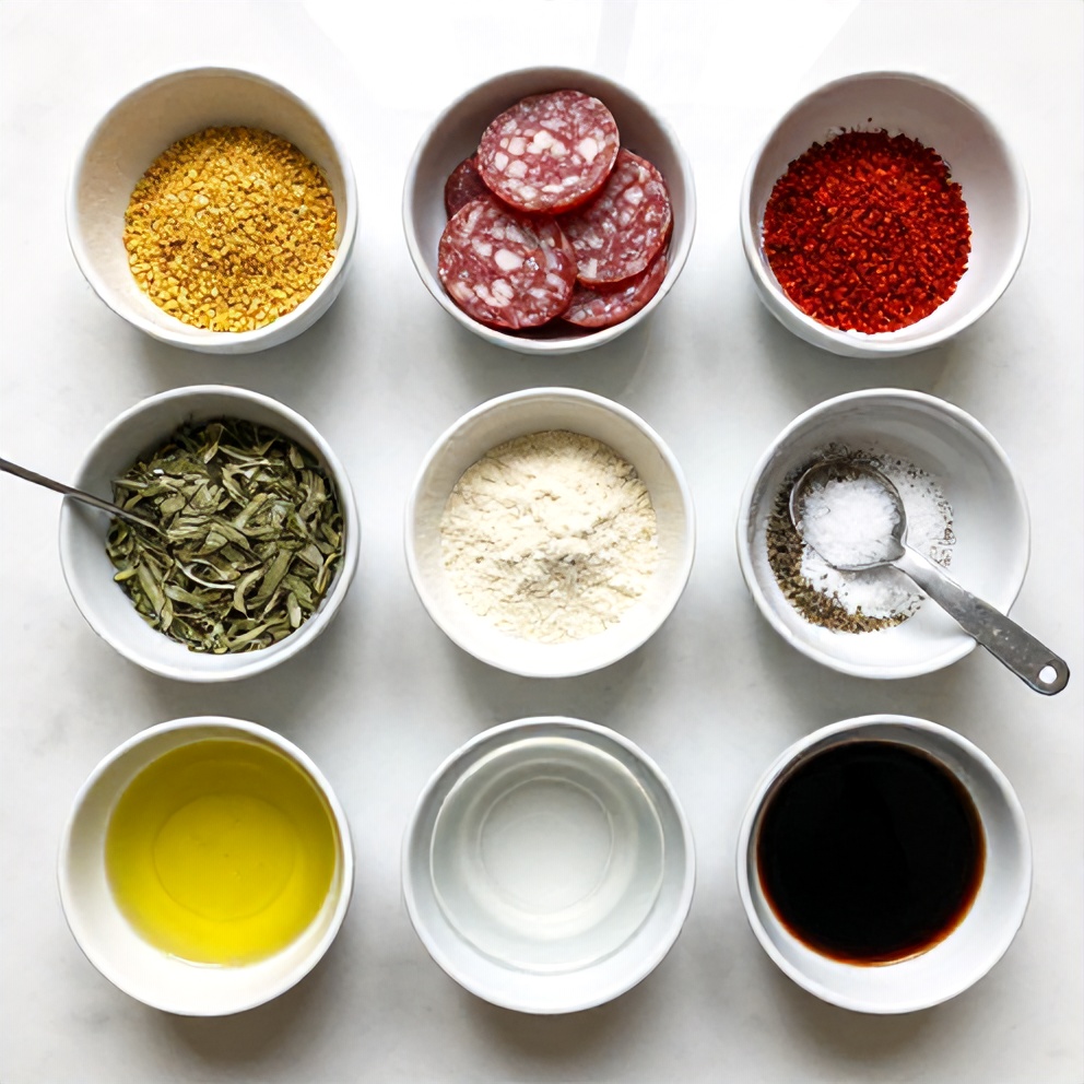 Raw ingredients for vegan salami