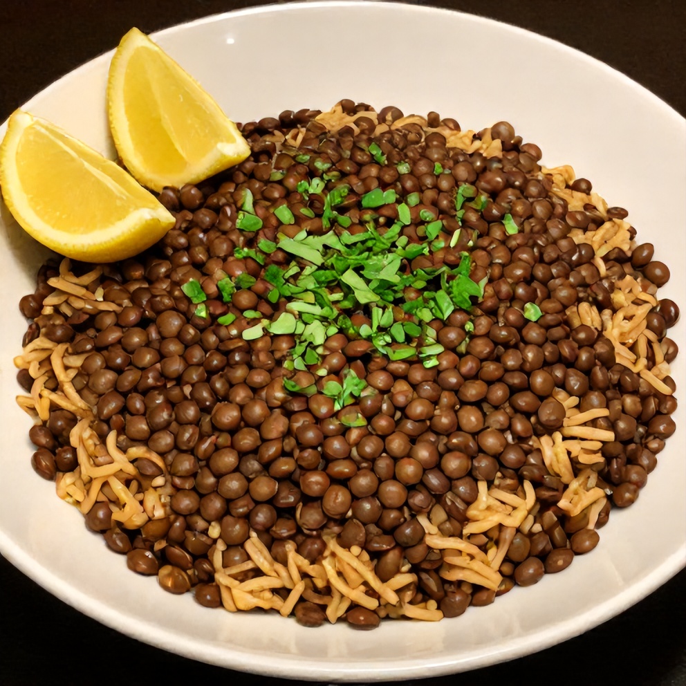 Plated Mujadara Lentils Rice