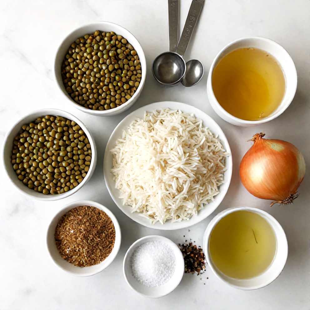 Mujadara Ingredients Flat Lay