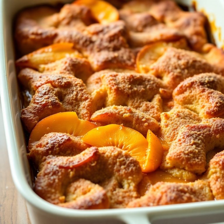 Easy Peach Cobbler French Toast Bake