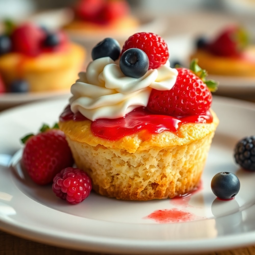 Strawberry Shortcake Muffin on a plate with a fork
