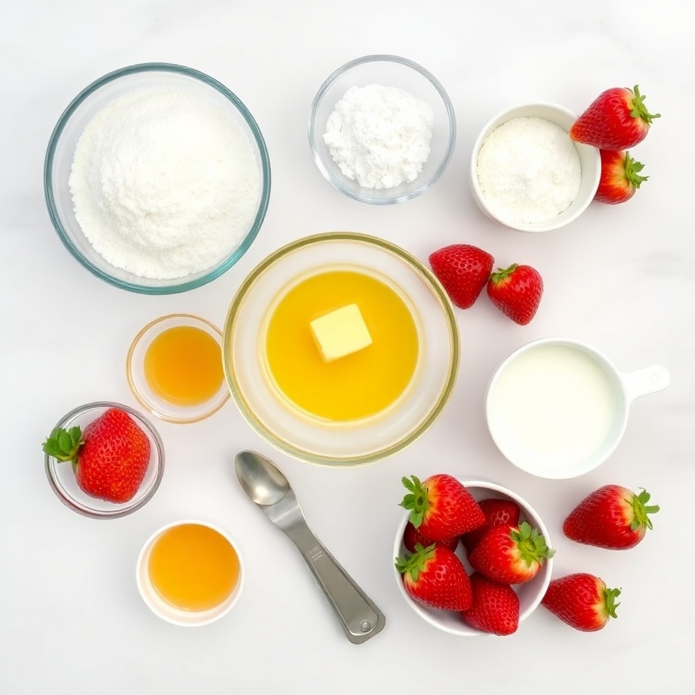Raw ingredients for Strawberry Shortcake Muffins