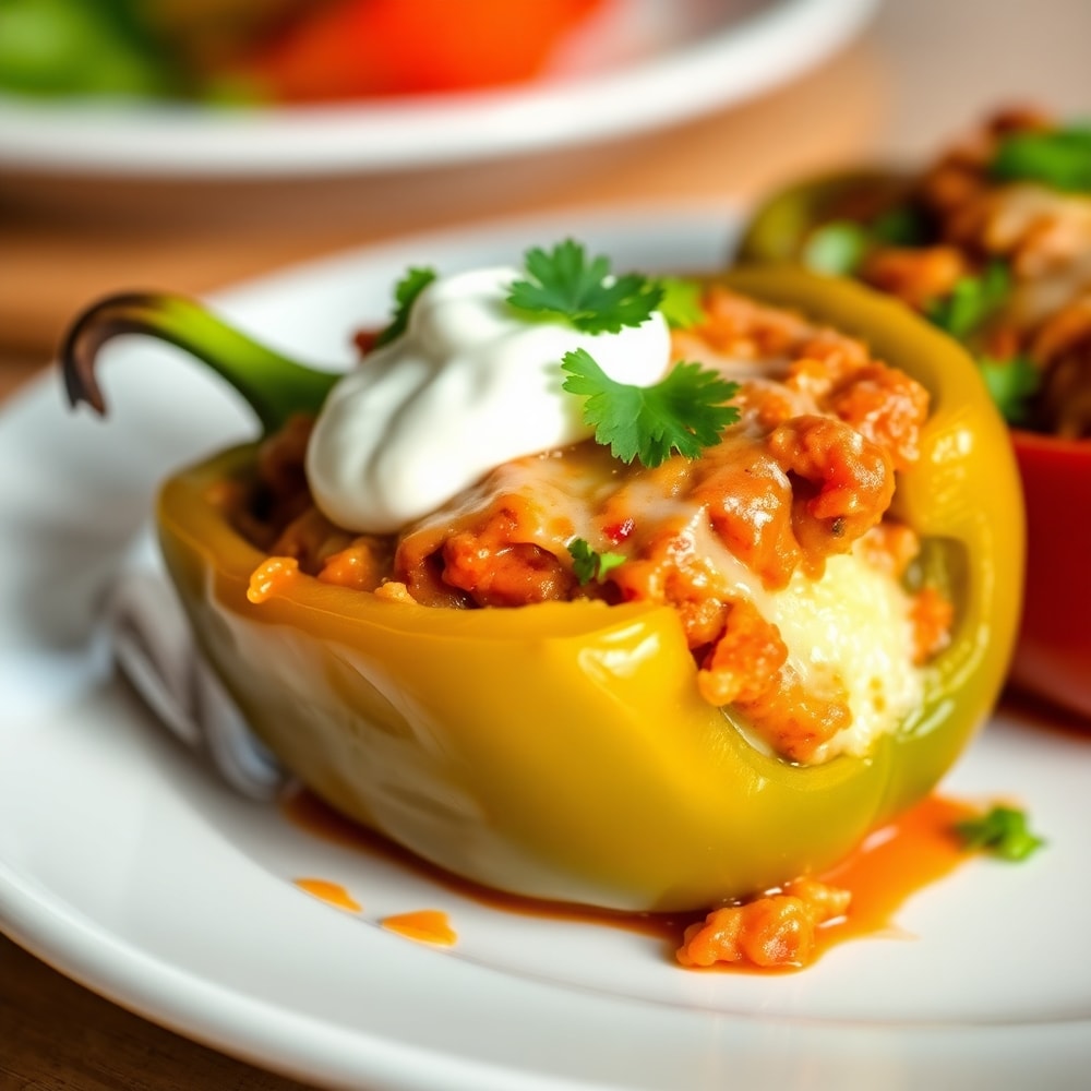 Plated serving of Easy Stuffed Bell Peppers
