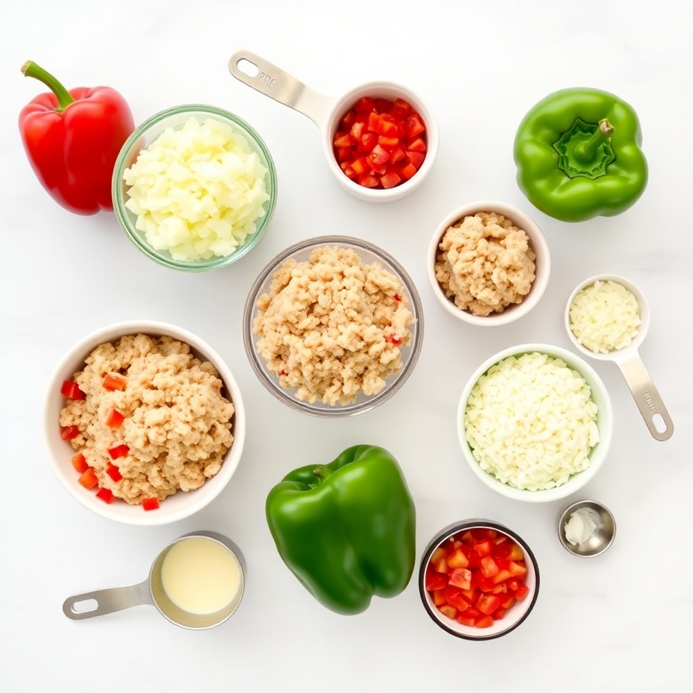 Raw ingredients for Easy Stuffed Bell Peppers