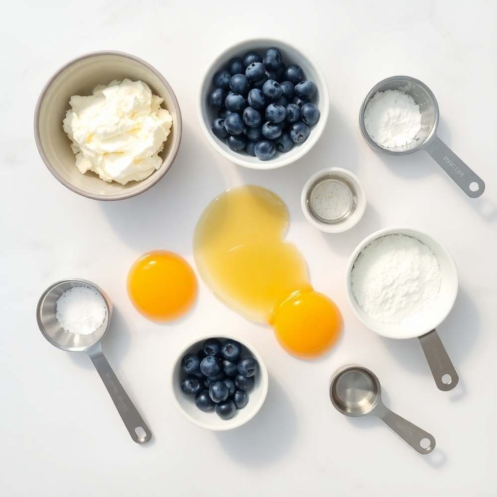 Raw ingredients for Fluffy Cottage Cheese Blueberry Cloud Bread