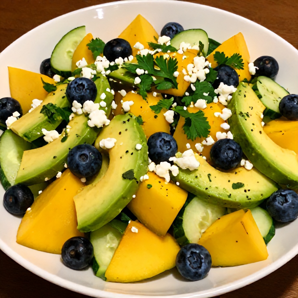 Plated Fresh Mango Cucumber Salad