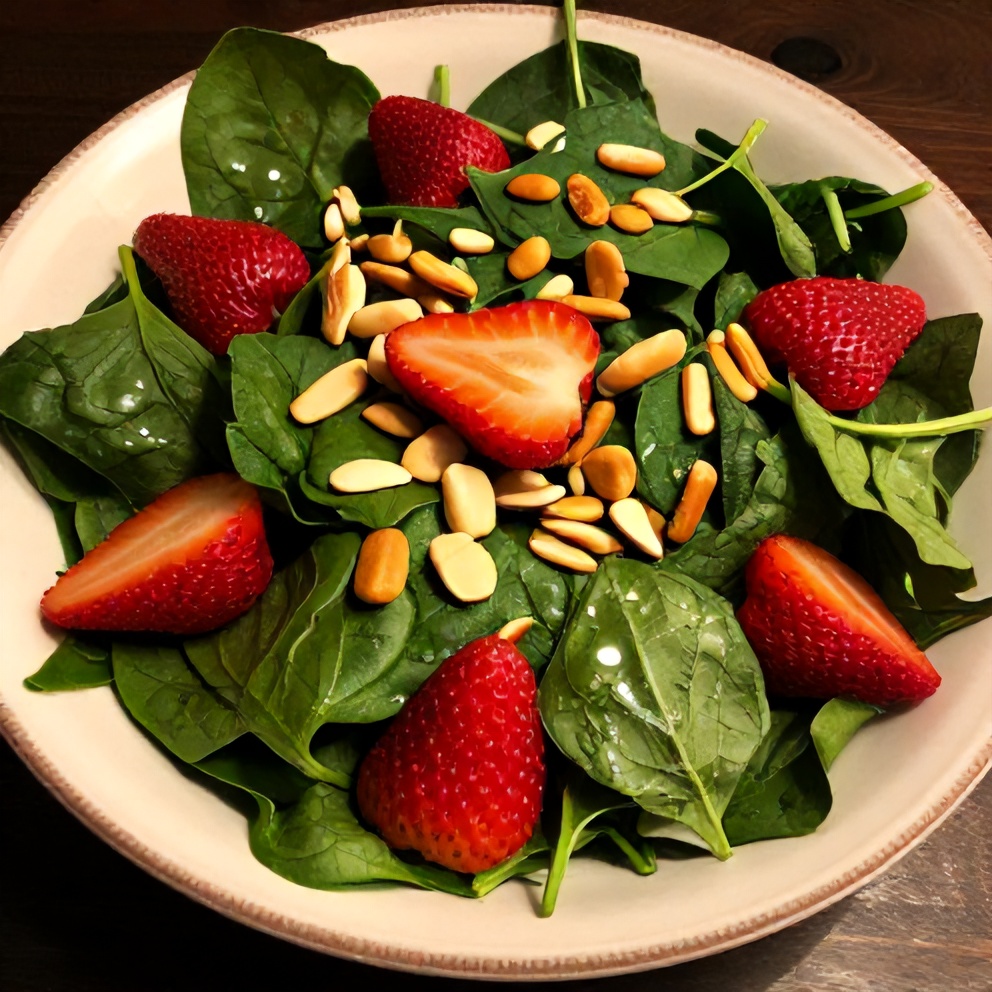 Plated Fresh Strawberry Spinach Salad