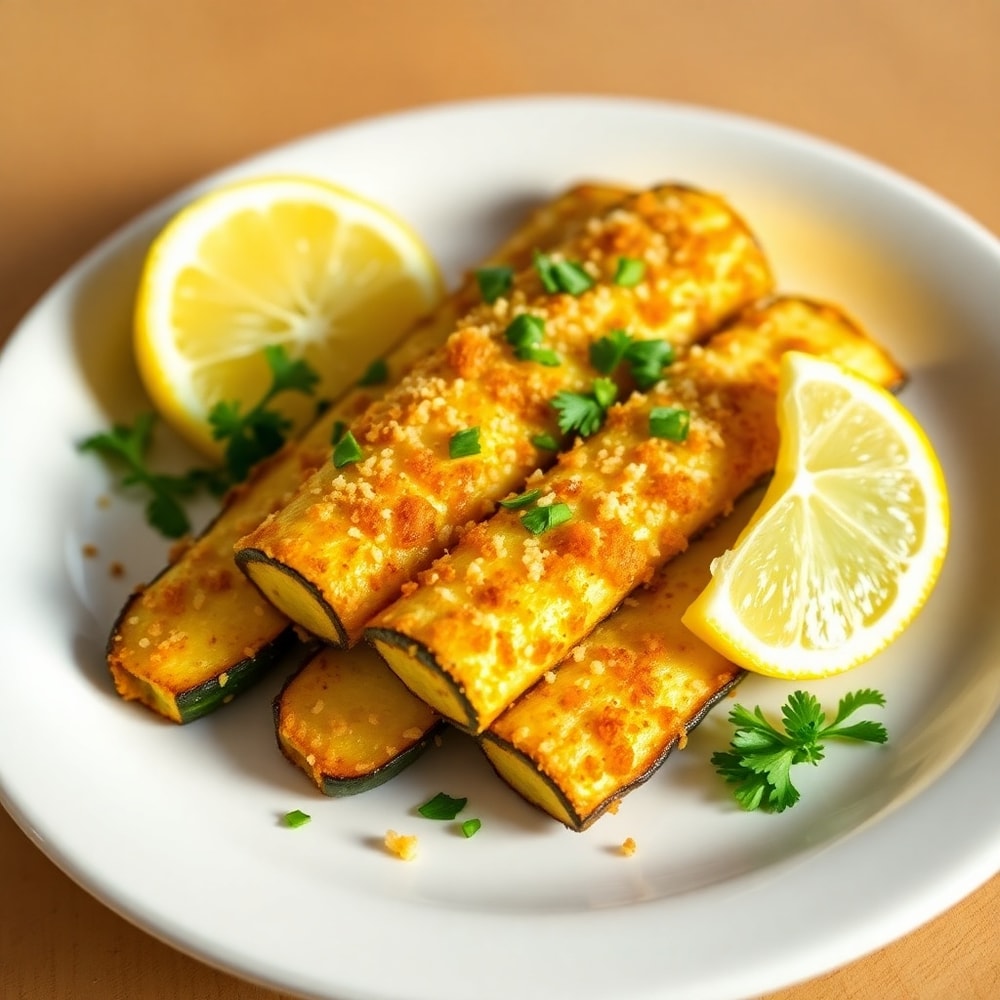 Plated Garlic Parmesan Roasted Zucchini