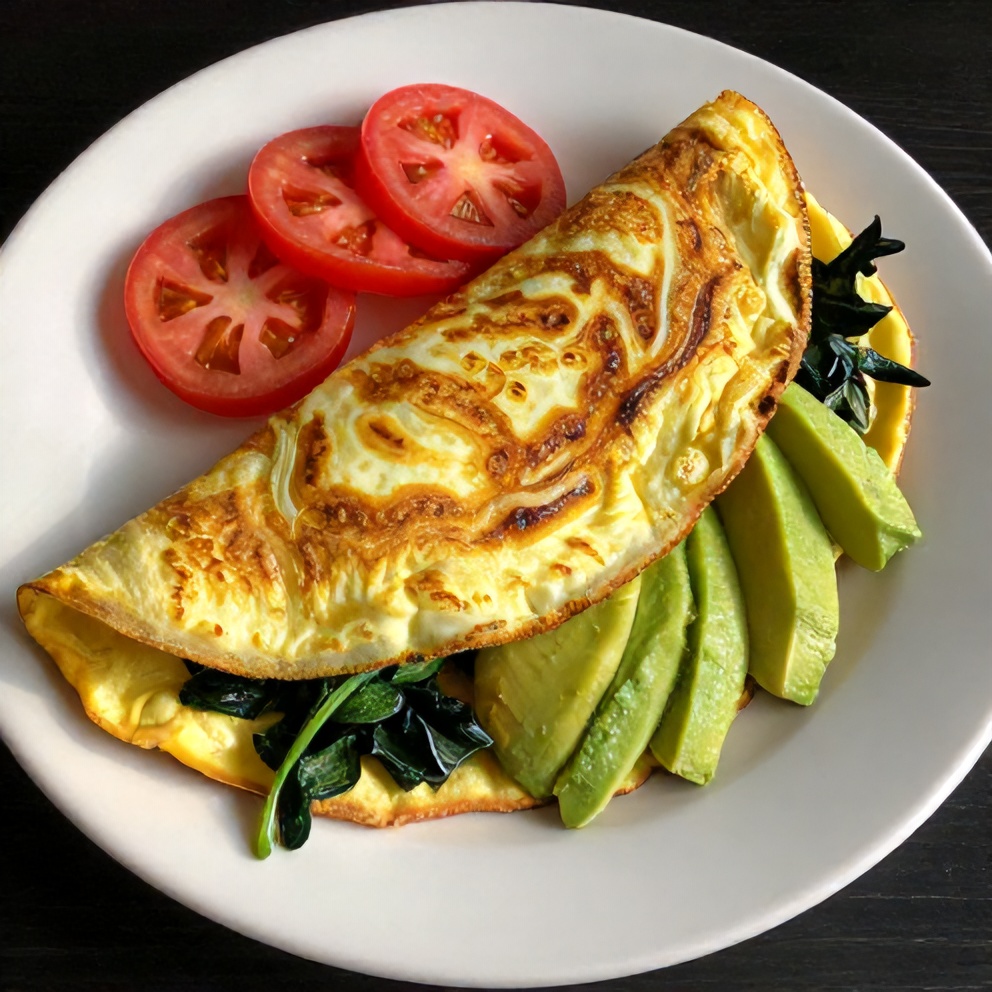 Healthy Egg White Omelette with Spinach and Avocado