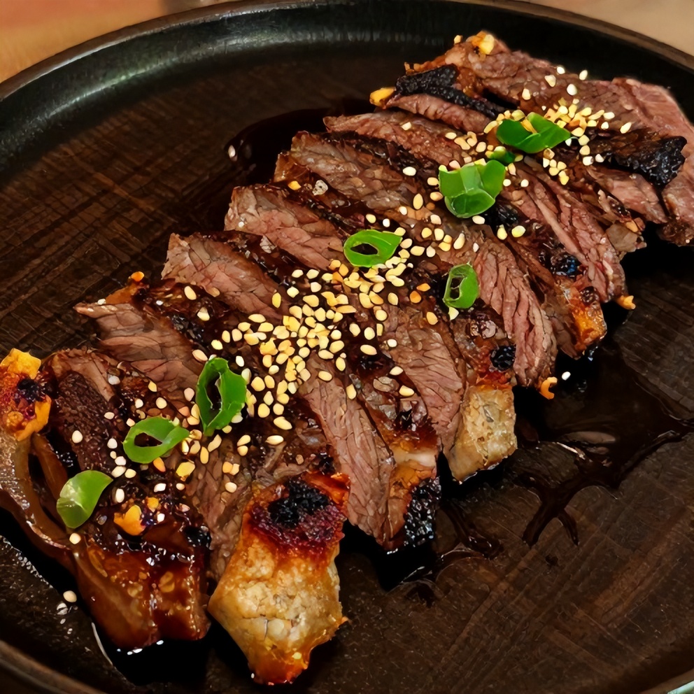 Plated Hibachi Steak with garnish