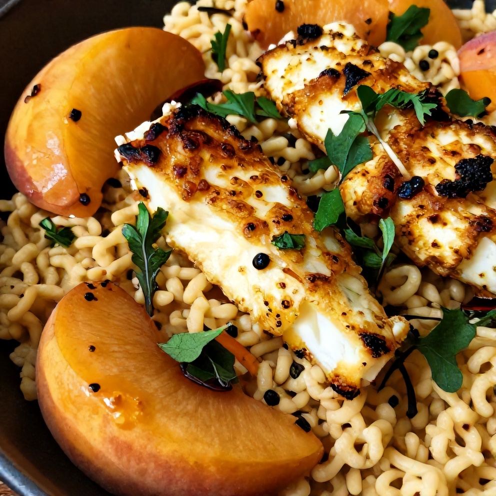 Hot Honey Peach Couscous Salad
