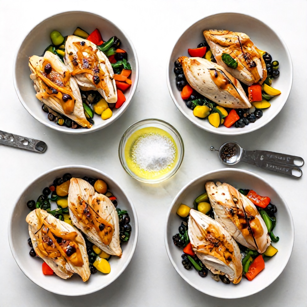 Raw ingredients for baked chicken breast meal prep