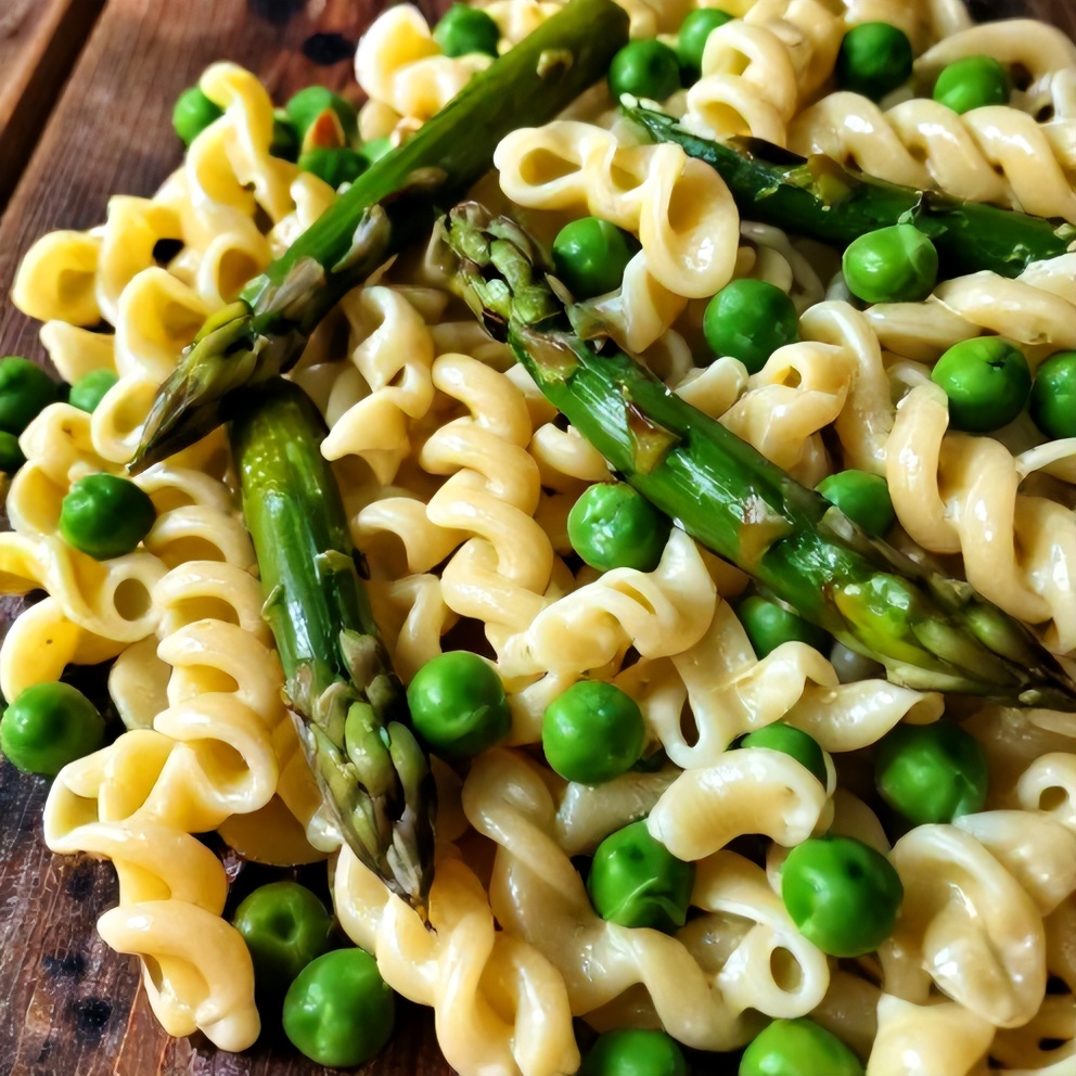 Lemon-Dijon Asparagus Pea Macaroni Salad