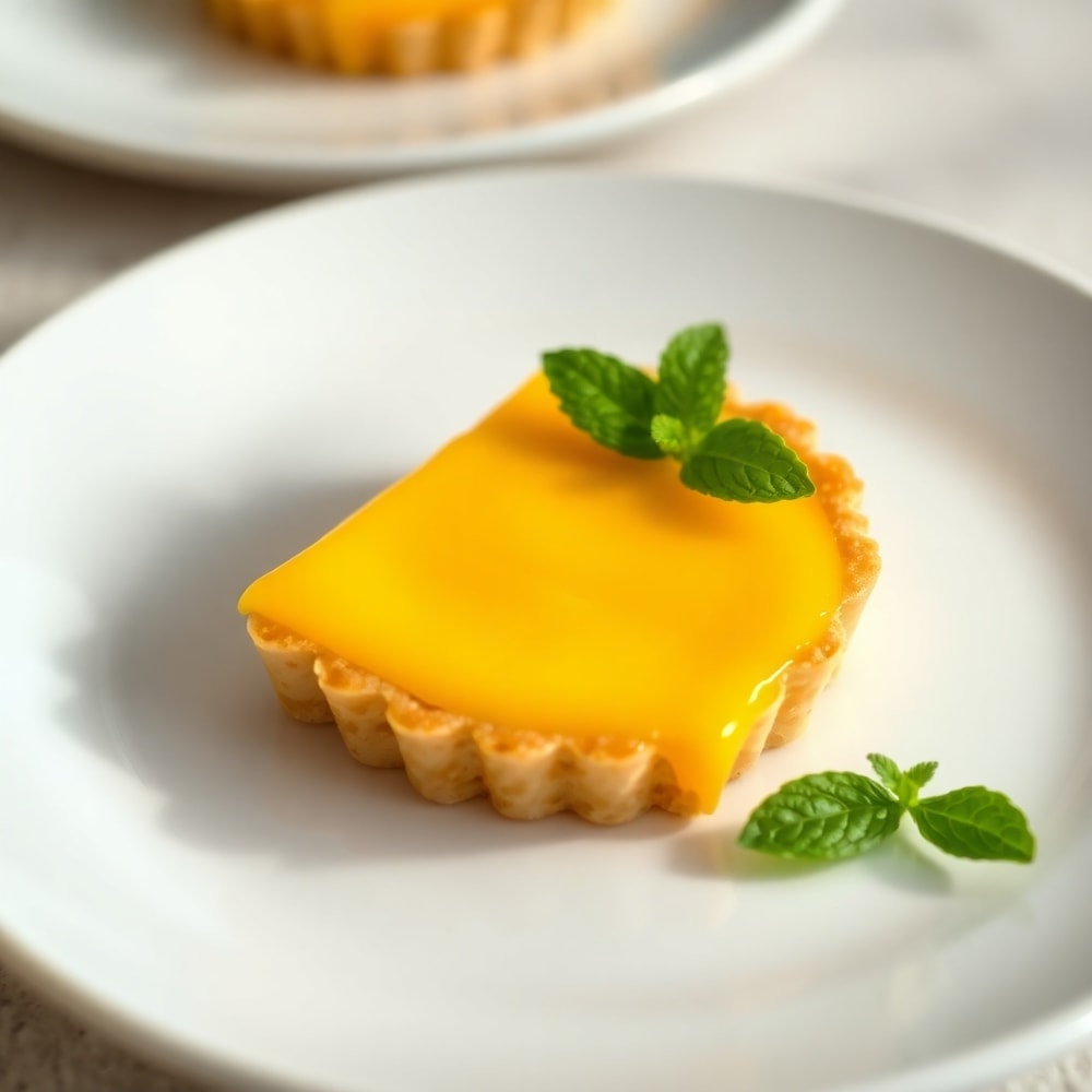 Mango Curd Tart on a White Plate