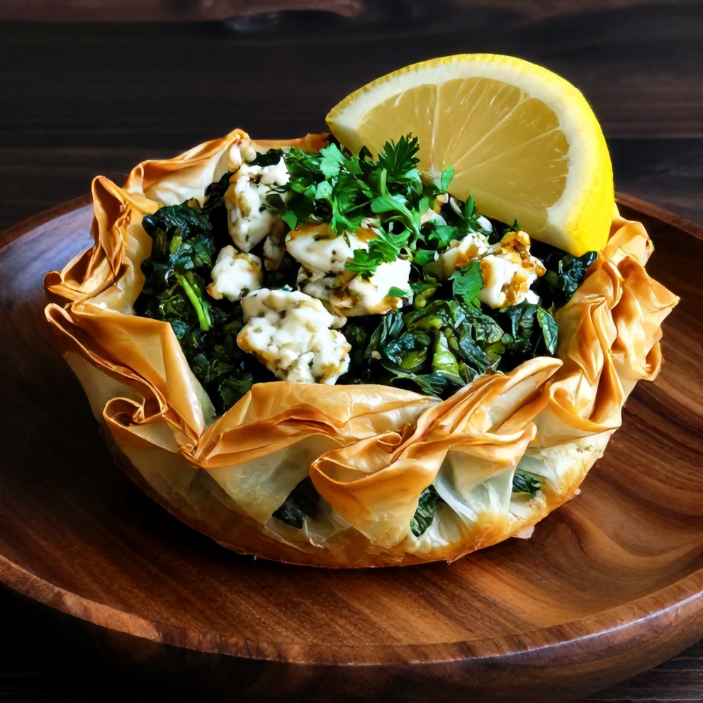 Plated Mediterranean Spinach and Feta Crisps