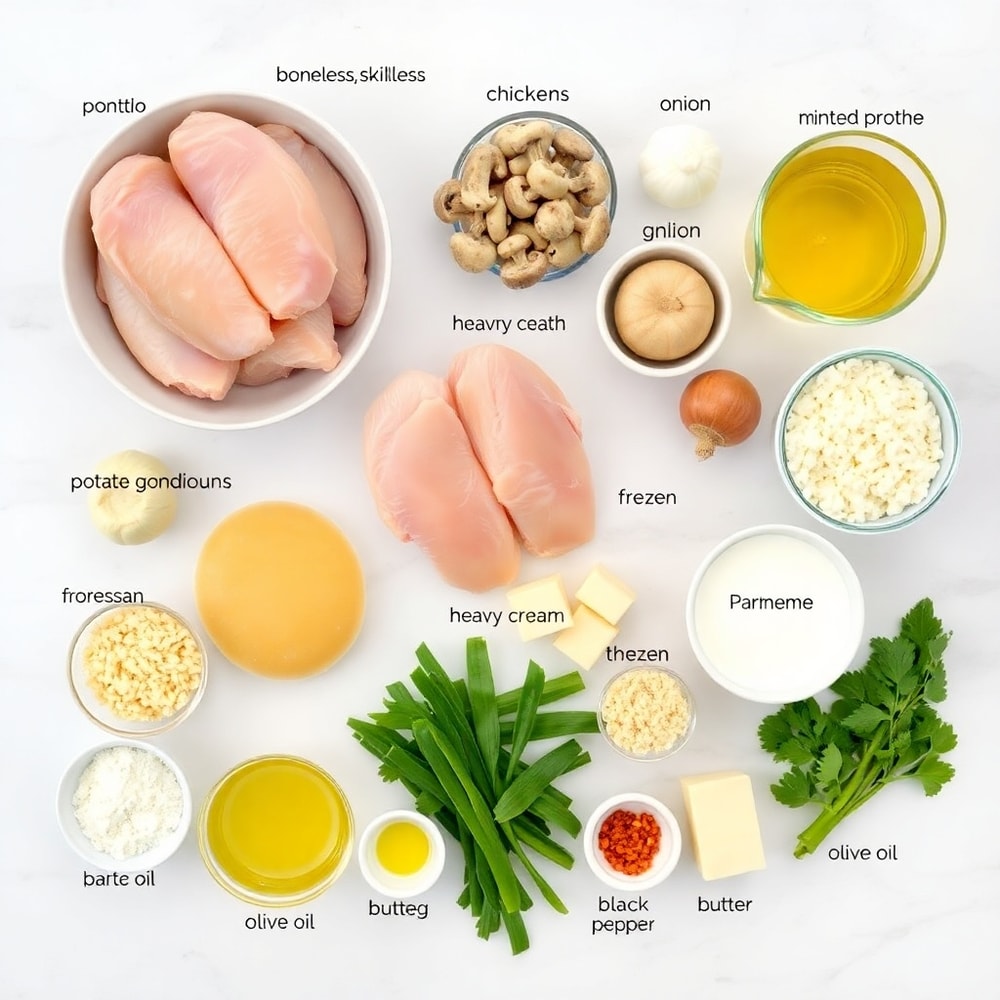 Raw ingredients for One Pot Gnocchi Chicken Pot Pie
