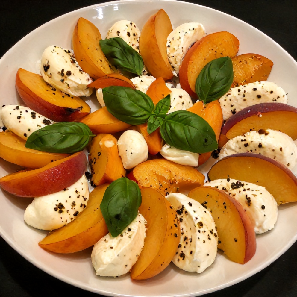 Plated Peach Caprese Salad