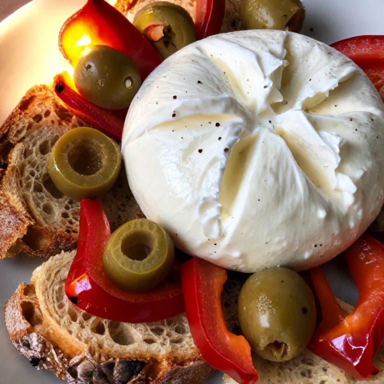 Pepper Panzanella with Burrata & Olives