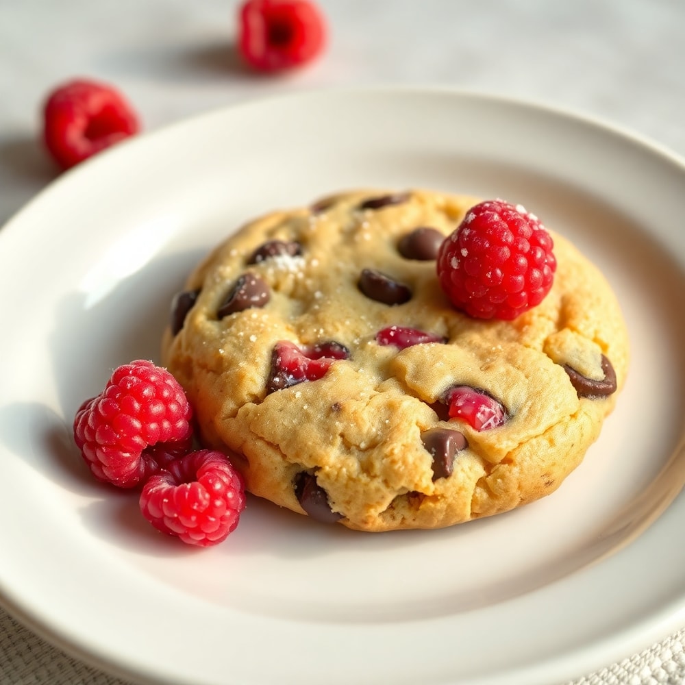 Raspberry Chocolate Chip Cookies on a plate