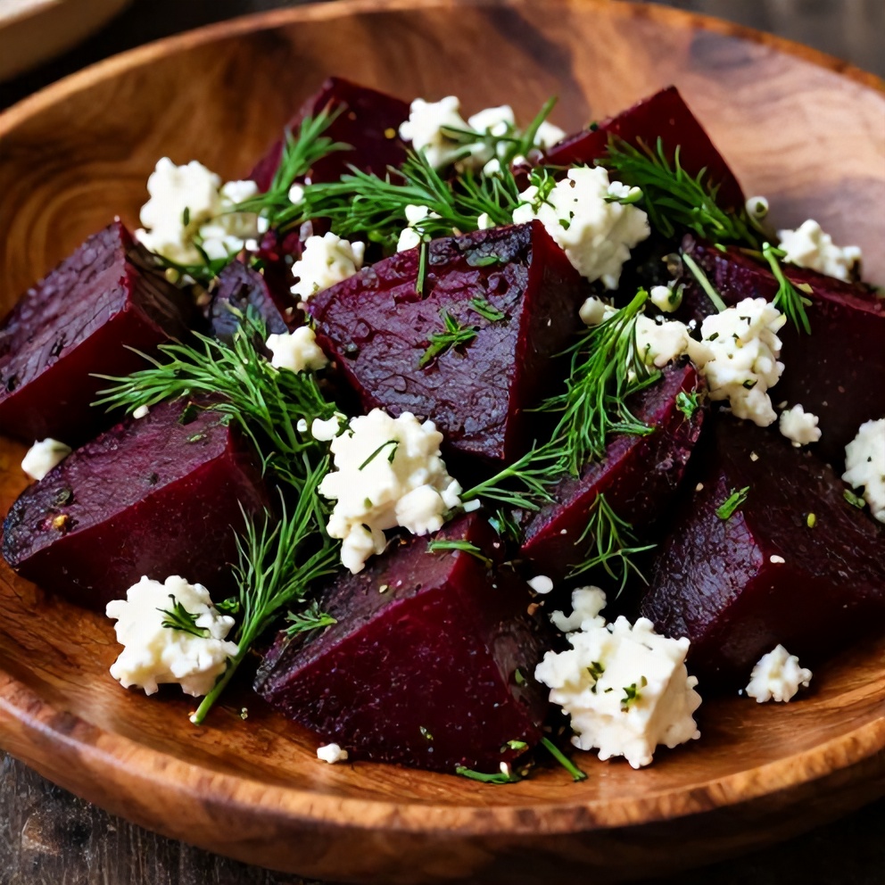 Plated Roasted Beet Salad with Feta