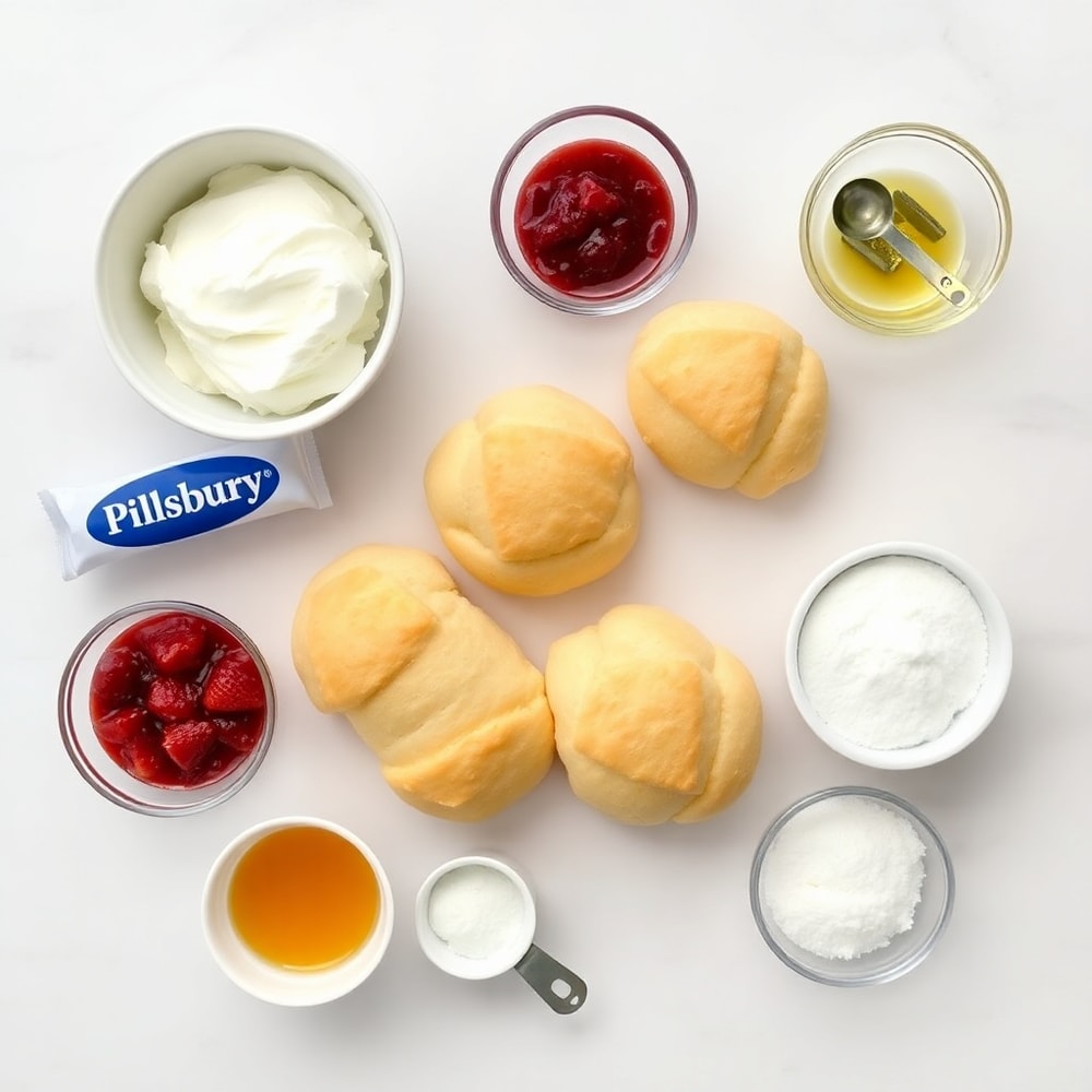 Raw Ingredients for Strawberry Cheesecake Breakfast Rolls