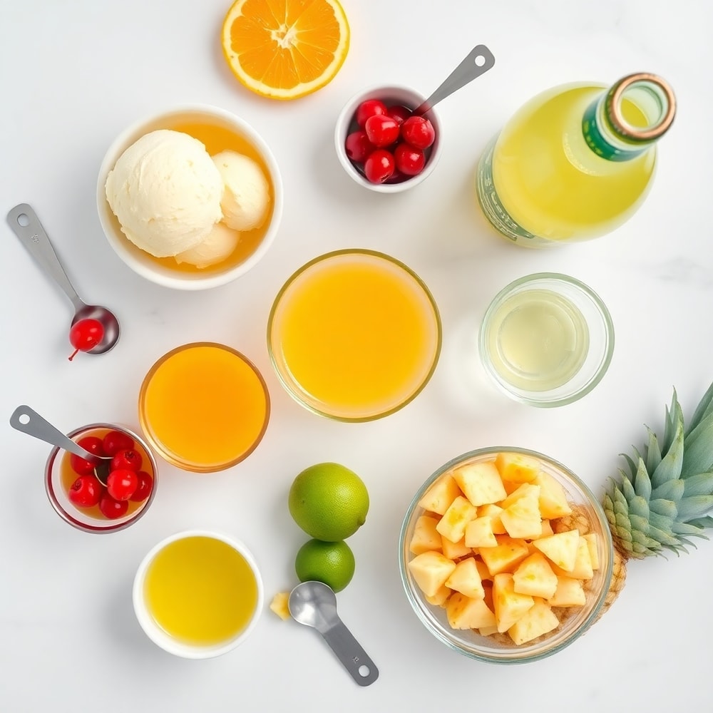 Ingredients for Tropical Sherbet Swirl Summer Mocktail